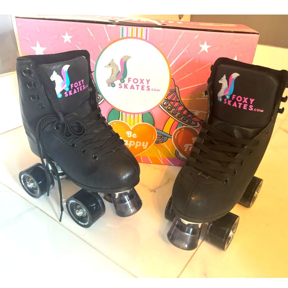 Foxy Skates “Wicked” Black Quad Roller Skates, Women’s US 5 / UK 2.5  New In Box